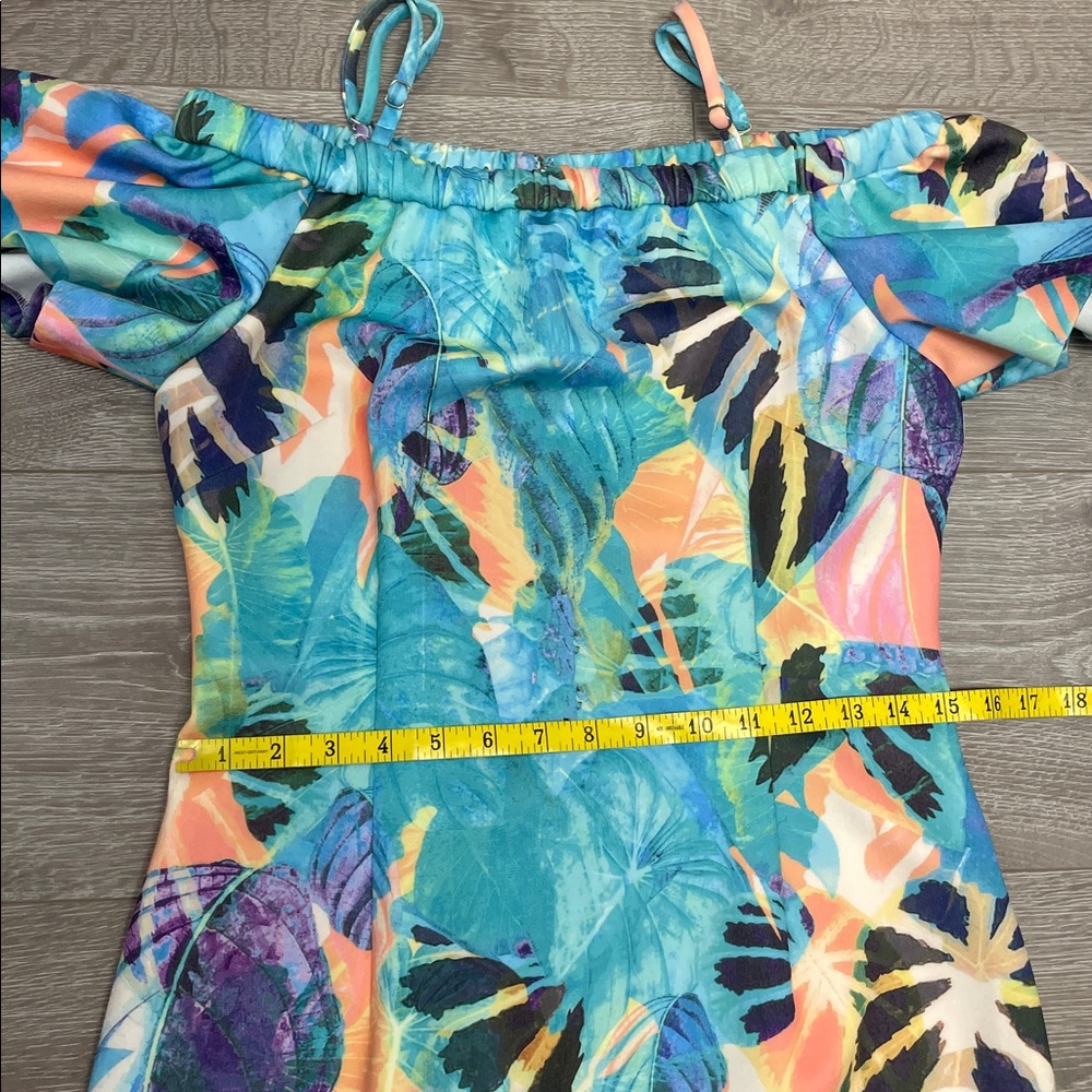 NWT Gianni Bini Addison Strapless Tropical Floral Dress Mint Seafoam / Peach S - Picture 10 of 16